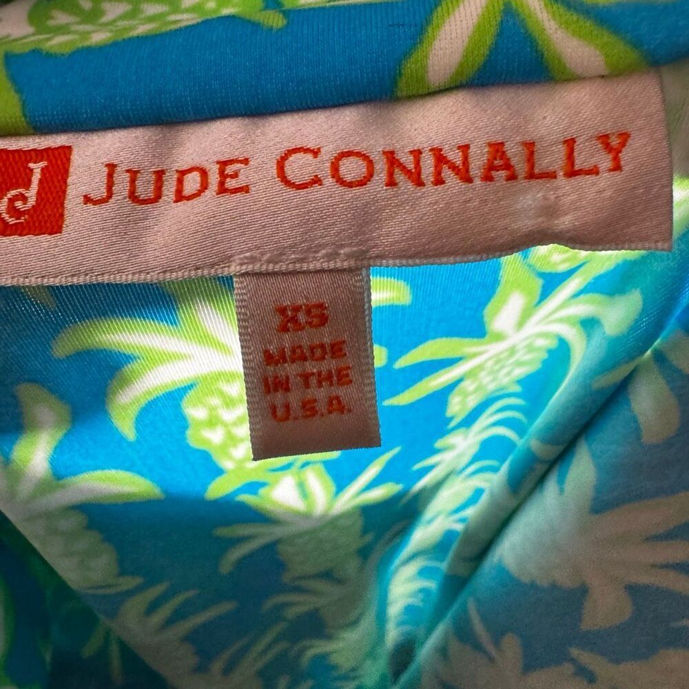 Jude Connally Kristen Dress – Blue & Lime Pineapple Print | Mandarin Collar | Sl - Picture 6 of 8